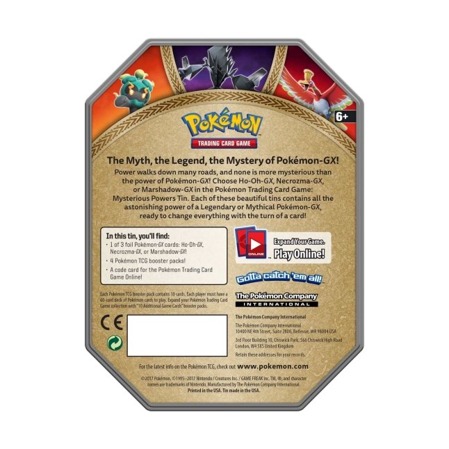 pokemon gx fall tin trading card game featuring marshadow Full Art - 137/147 - Burning Shadows More details country of origin Pokmon TCG: Mysterious Powers Tin