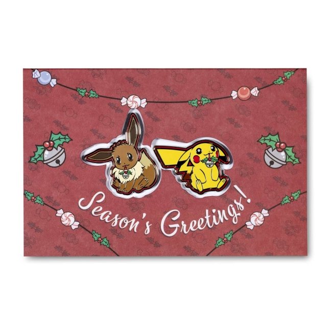 Pikachu & Eevee Pokémon Holiday 2019 Pins & Greeting Card