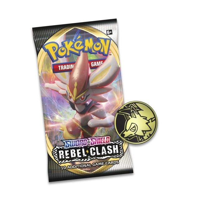 Pokémon TCG Sword & ShieldRebel Clash 3 Booster Packs, Coin