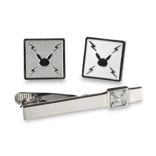 Pikachu Classics Silhouette Solid Cuff Links & Tie Bar Set