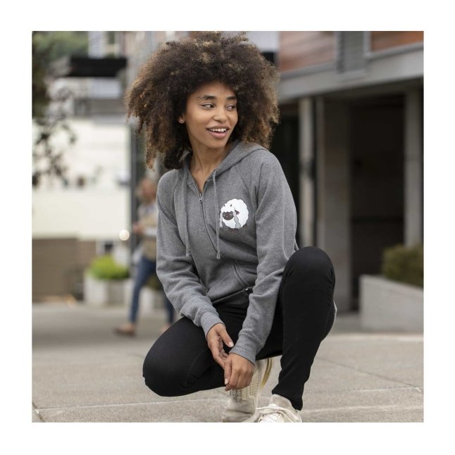 Wooloo Gray Fitted Zip-Up Hoodie - Adult | Pokémon Center Official