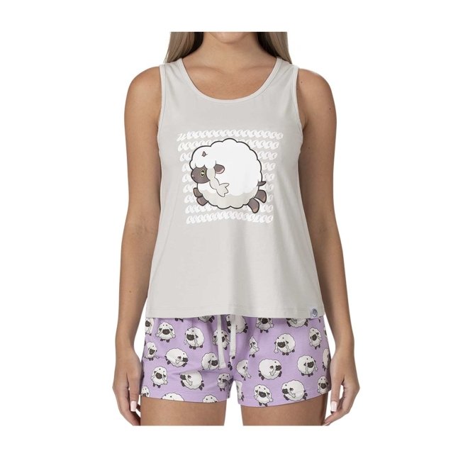 Wooloo Gray Tank Top & Lavender Jersey Shorts - Women