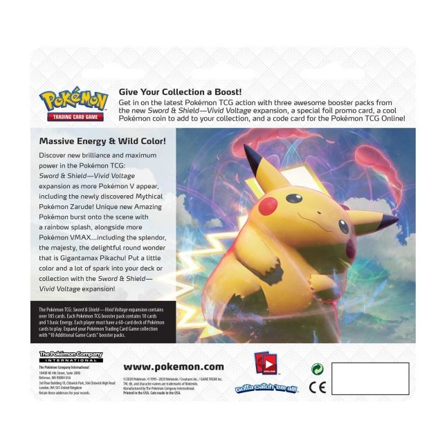 Pokémon TCG: Sword & Shield-Vivid Voltage 3 Booster Packs, Coin