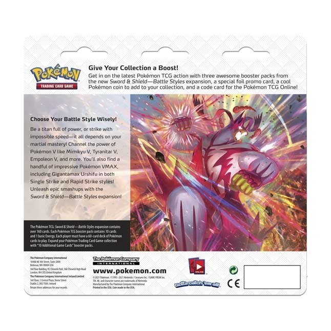 Pokémon TCG: Sword & Shield-Battle Styles 3 Booster Packs, Coin & Eevee  Promo Card