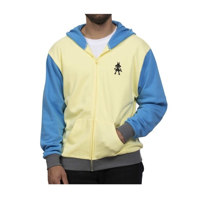 Pokemon Official Lucario Themed French Terry Zip-Up Hoodie - Size Adult 3X-Large