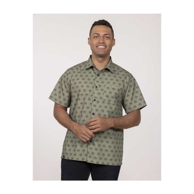 Wooloo Olive Short-Sleeve Button-Up Shirt - Adult | Pokémon Center