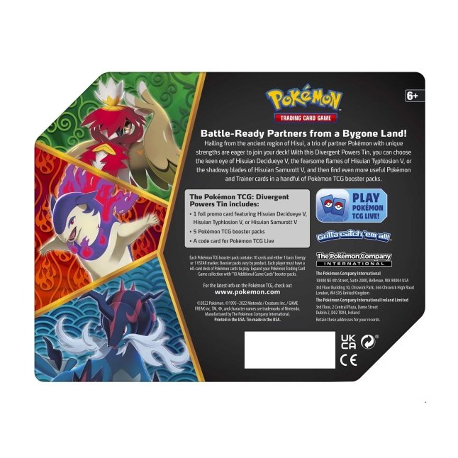 Pokmon TCG: Divergent Powers Tin (Hisuian Decidueye V) | Pokmon Center Official Site Pokmon TCG: Divergent Powers Tin (Hisuian Decidueye V) | Pokmon Center Official Site