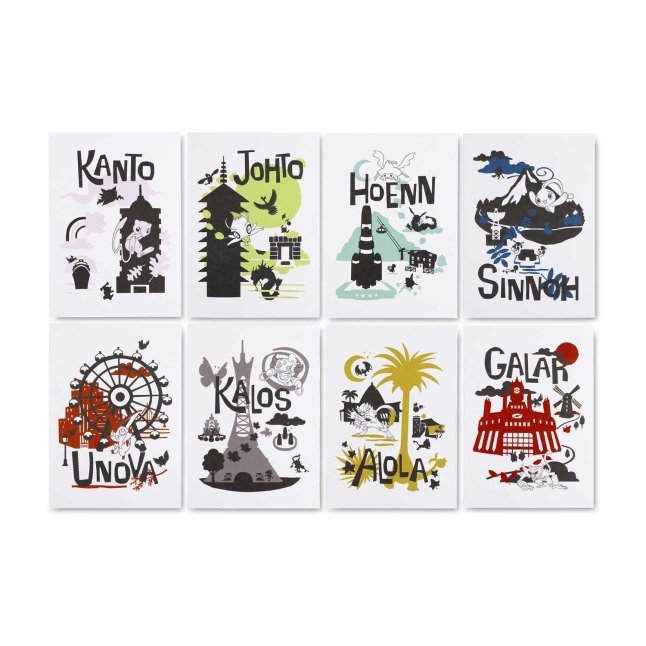 Pokémon Region Tour Postcards (8Pack) Pokémon Center UK Official Site