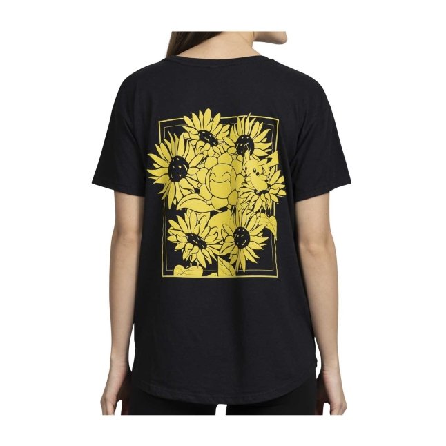 Pikachu & Sunflora Pokémon Nature: Spring Black Crew Neck T-Shirt ...