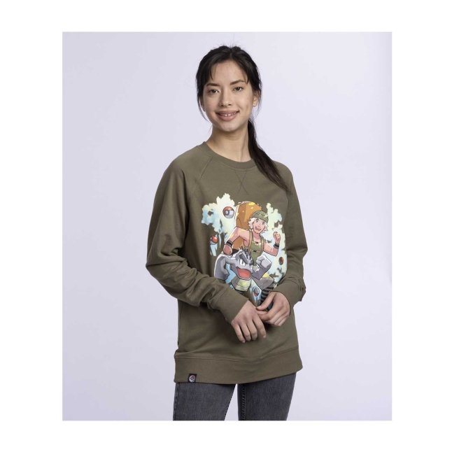 Hiker Pokémon Trainers Green French Terry Crew Neck