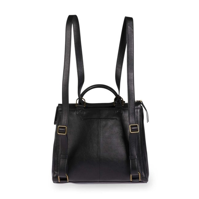 BLACK LEATHER SMALL BACKPACK