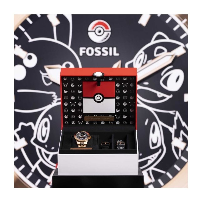 Pokémon Center × Fossil: Kanto First Partners Rose Gold Stainless Steel  Watch Box Set (One Size)