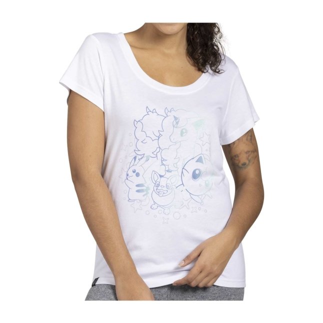 Pokémon Friends Forever White Relaxed Fit Scoop Neck T-Shirt