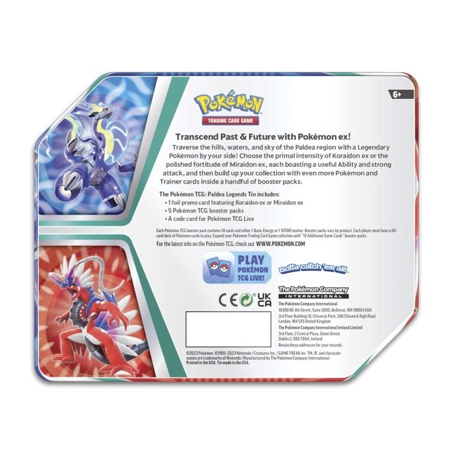 Lata com Cartas Pokémon Summer Tin 2023 EN - Koraidon