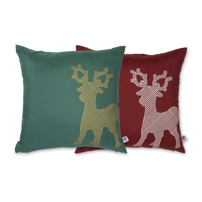 Stantler Pokémon Winter Wonders Red & Green Throw Pillow Covers (2Pack