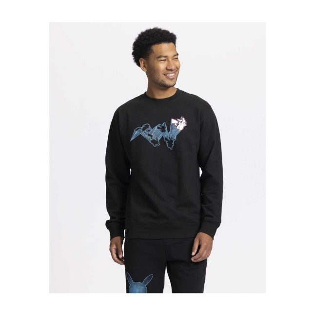 Pikachu Neon Pokémon Active Black & Blue Midweight Crew Neck