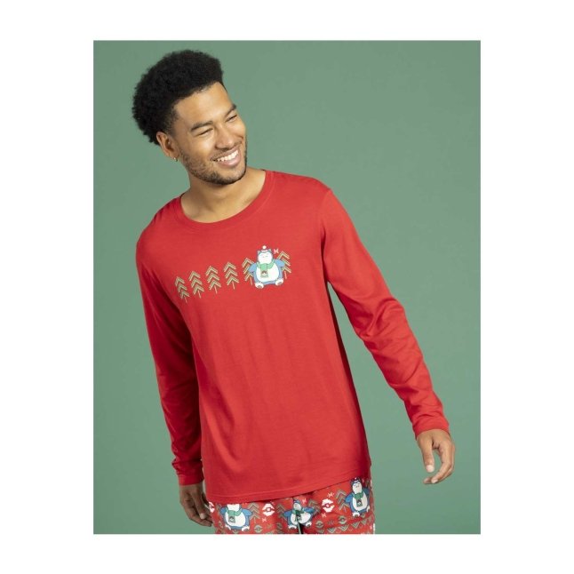 Snorlax Restful in Red Long-Sleeve T-Shirt - Men | Pokémon Center