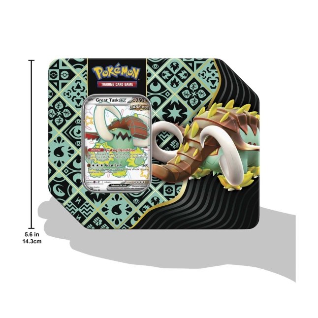 pokemon jumbo card dimensions Pokemon TCG: Scarlet & Violet Paldean Fates sv4.5 Tin Great Tusk – Safari  Zone main image 1