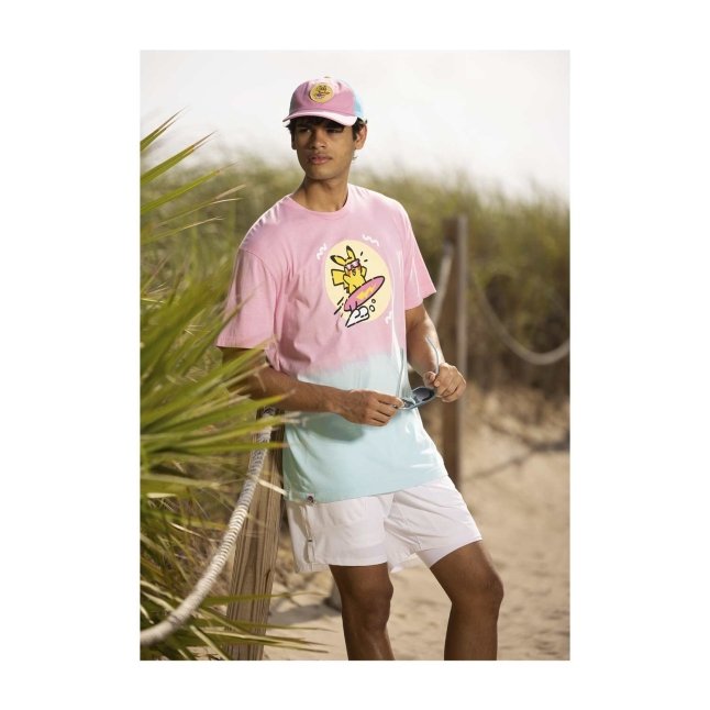 Pikachu Pokémon Lazy Summer Pink & Blue Relaxed Fit Crew Neck T