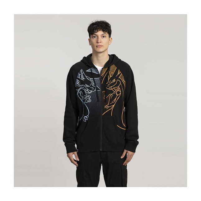 Mega Charizard X & Mega Charizard Y Black Zip-Up Hoodie - Adult