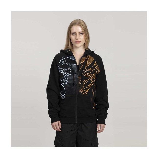 Mega Charizard X & Mega Charizard Y Black Zip-Up Hoodie - Adult