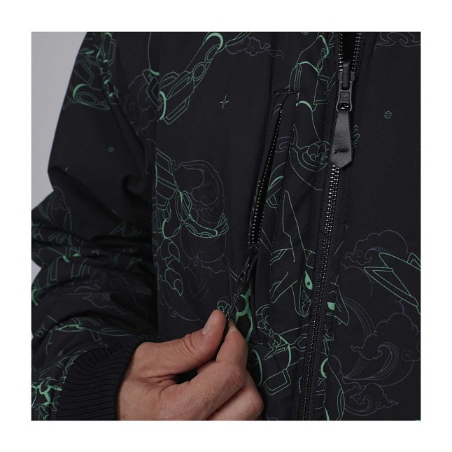 Pokémon × Dolly Noire: Rayquaza Pattern Black Bomber Jacket