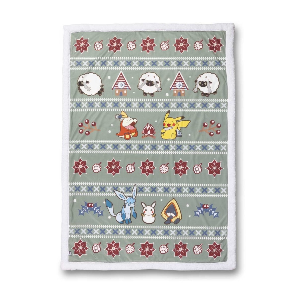 Pikachu, Fuecoco & Friends Pokémon Holiday Green Throw Blanket