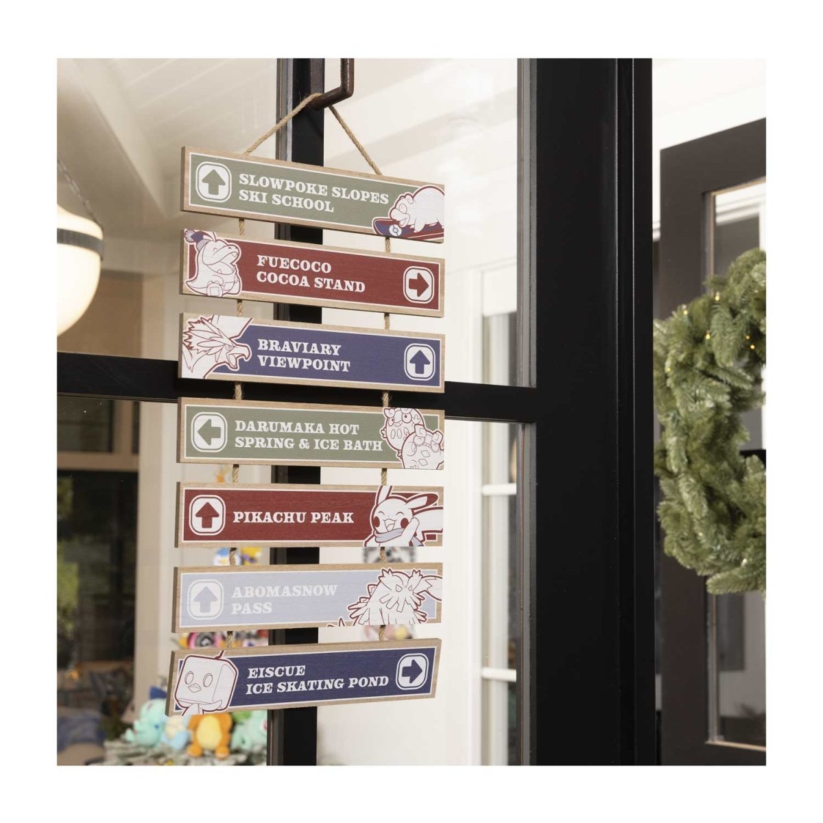 Pikachu, Fuecoco & Friends Pokémon Holiday Wood Ski Sign | Pokémon