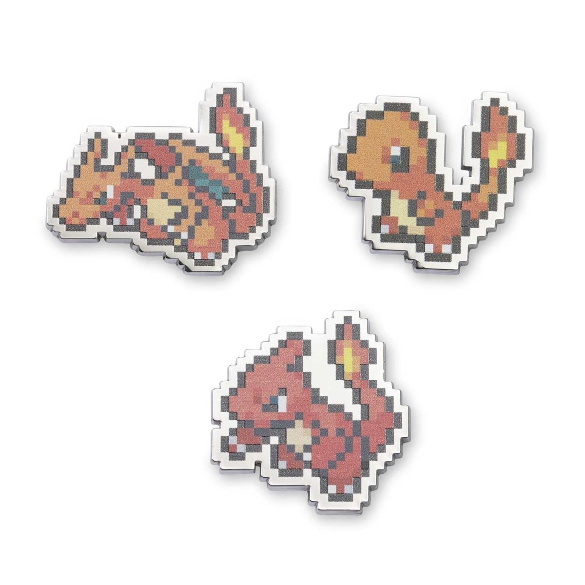 Charmander, Charmeleon & Charizard Pokémon Pixel Pins (3-Pack