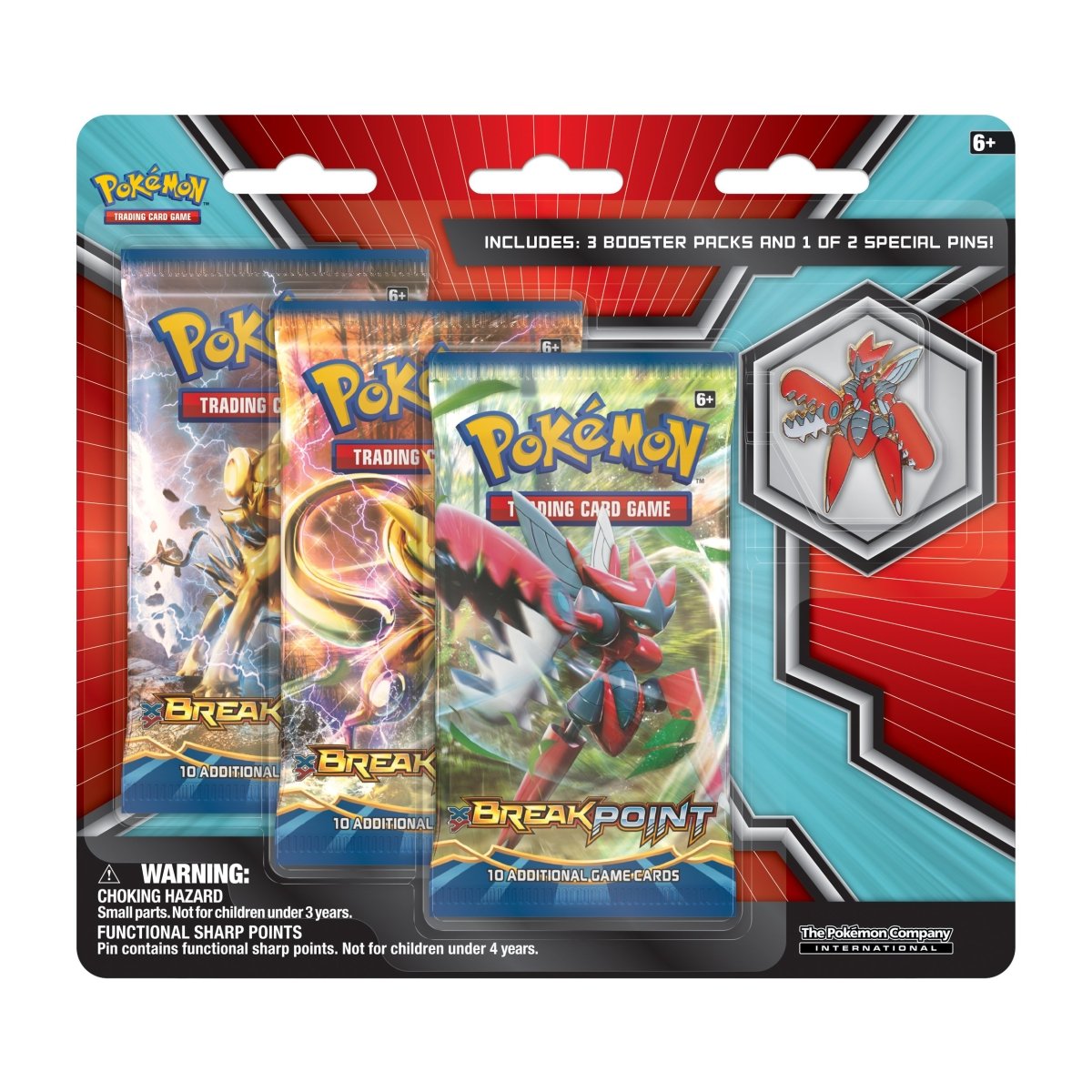 Pokémon TCG: 3 Booster Packs with Mega Scizor Collector's Pin