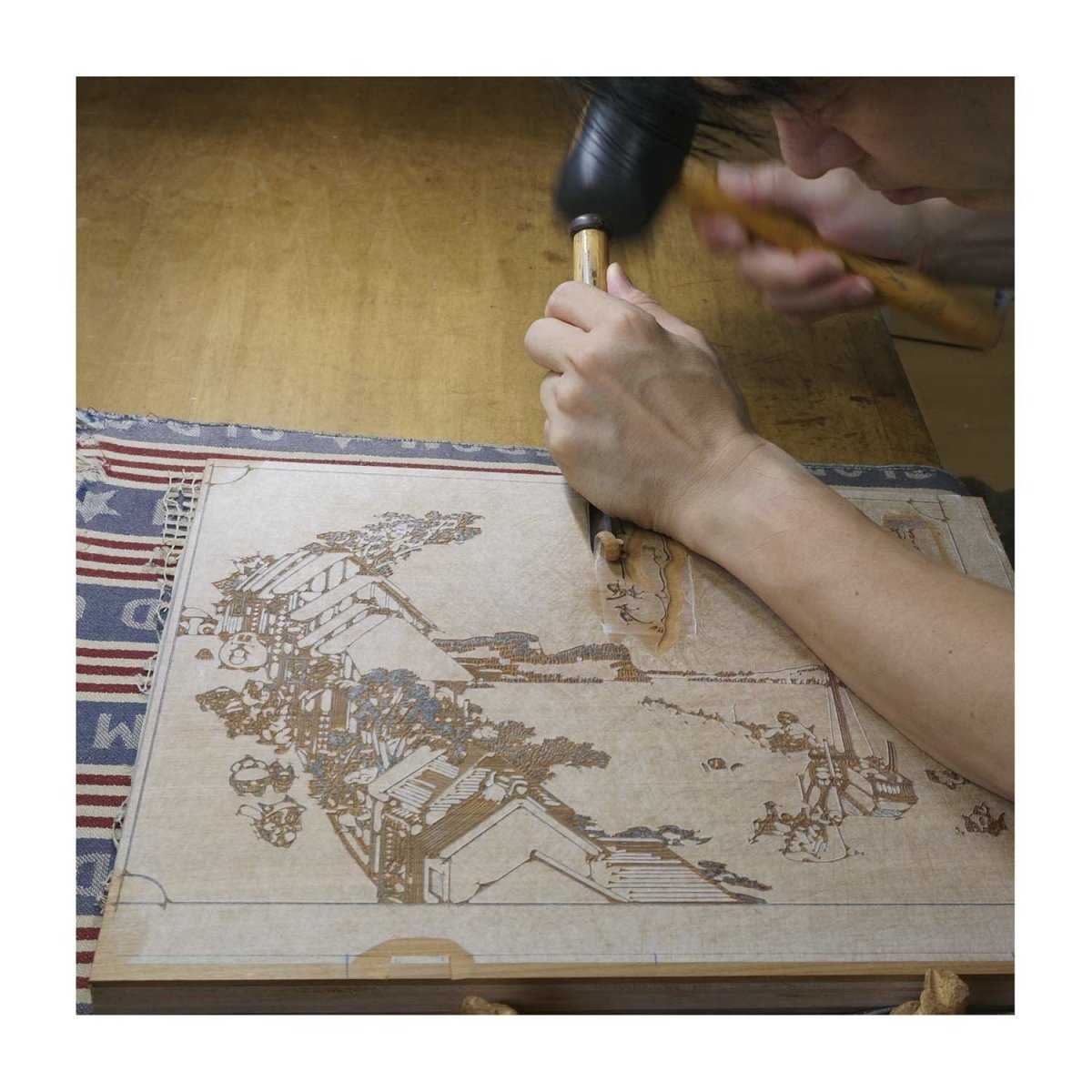 Port of Vermilion City Traditional Ukiyo-e Woodblock Print