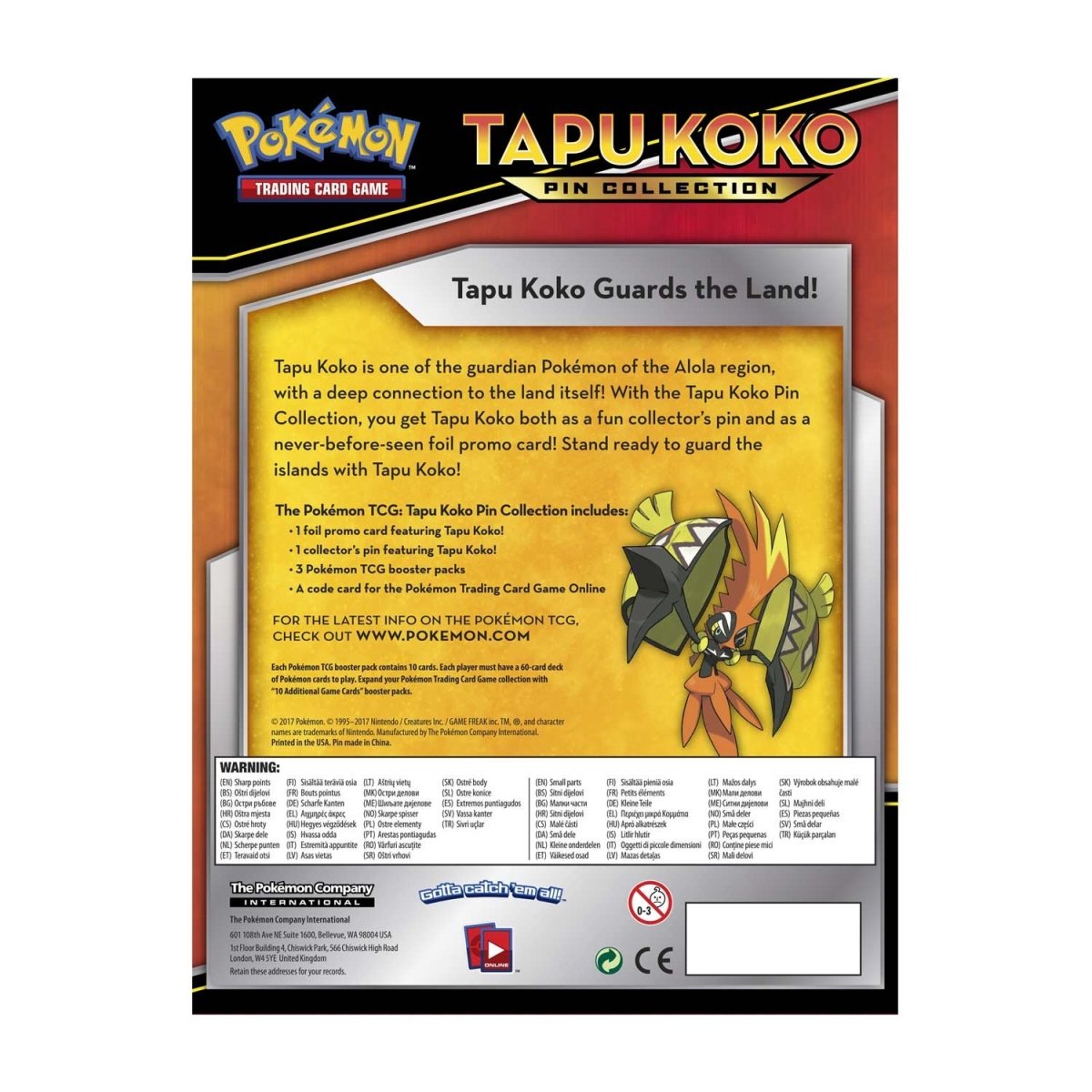 Pokémon TCG: Tapu Koko Pin Box | Pokémon Center Official Site