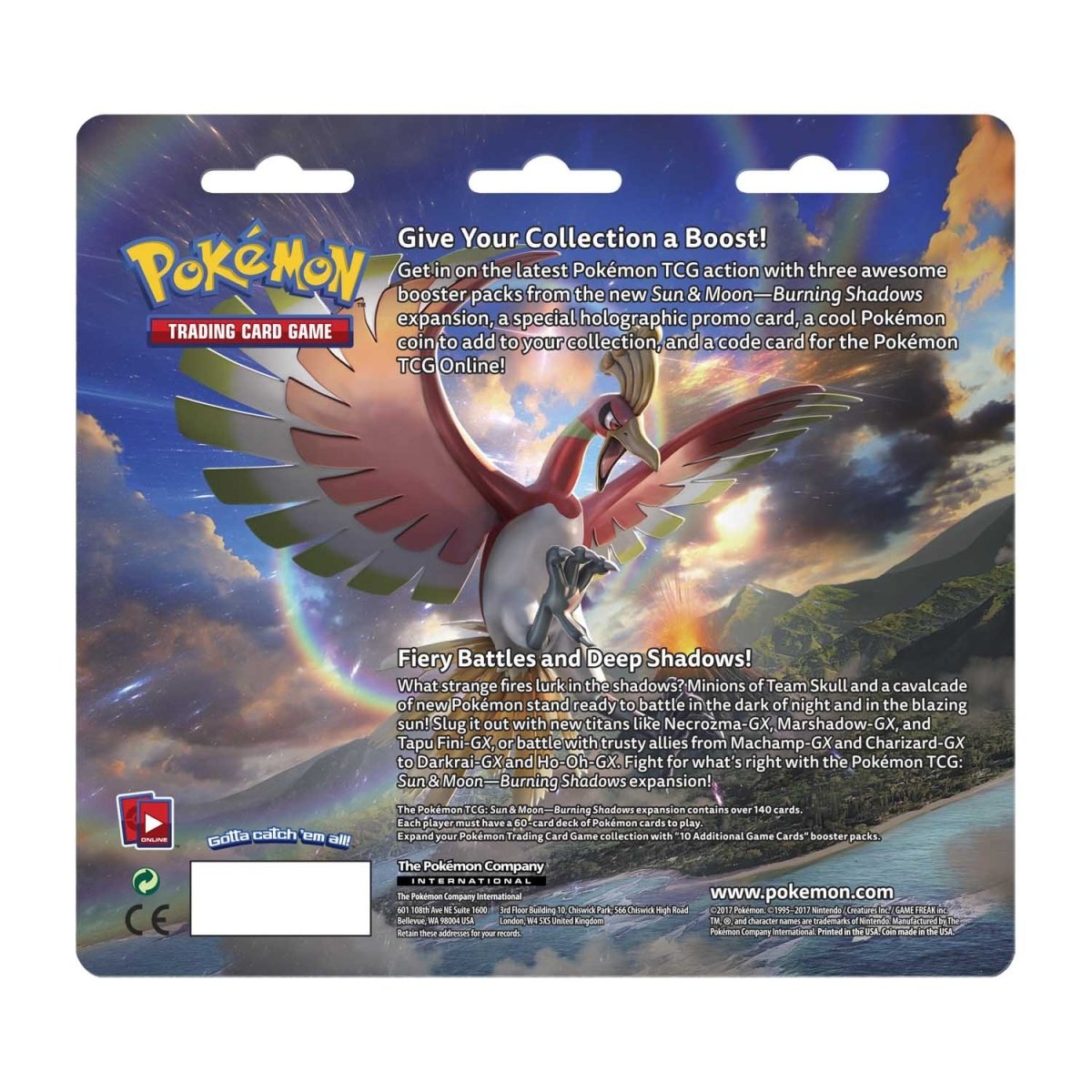 Pokmon TCG: Sun & Moon-Burning Shadows 3 Booster Packs, Coin & Cosmog  Promo Card | Pokmon Center Official Site