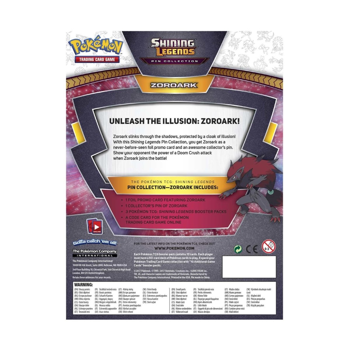 Pokémon TCG Shining Legends Pin Collection (Zoroark) Pokémon Center