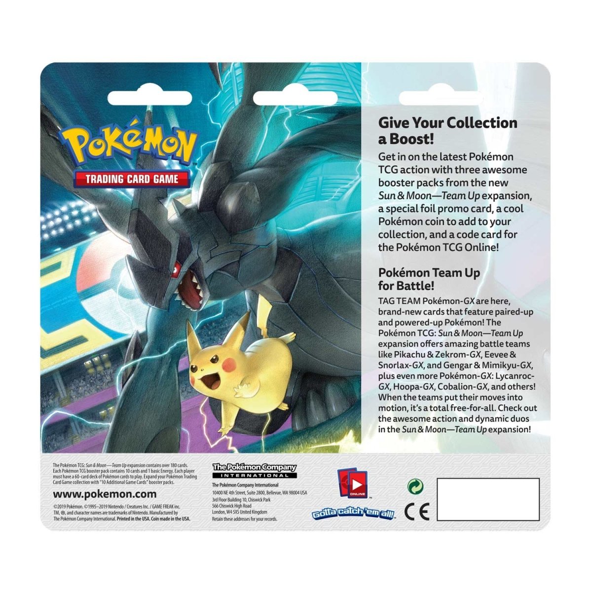 Sealed Pokémon TCG Team Up Booster Pack – Sun & Moon – 3 Cards – 2019