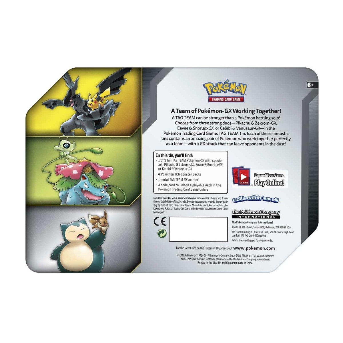 Pokémon TCG TAG TEAM Tin (Eevee & SnorlaxGX) Pokémon Center