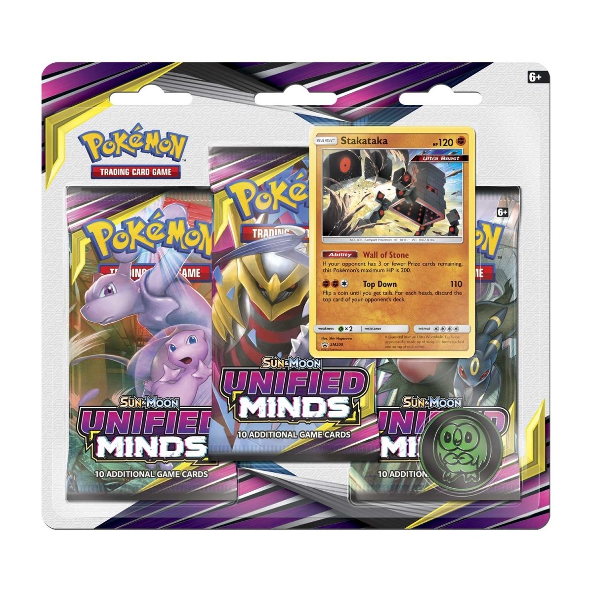 Pokémon TCG: Sun & Moon-Unified Minds 3 Booster Packs, Coin Pokémon TCG: Sun & Moon-Unified Minds 3 Booster Packs, Coin