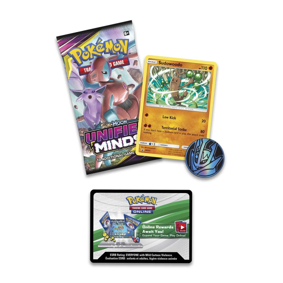 Pokmon TCG: Sun & MoonUnified Minds Booster with Sudowoodo Foil Card and  Coin | Pokmon Center Official Site