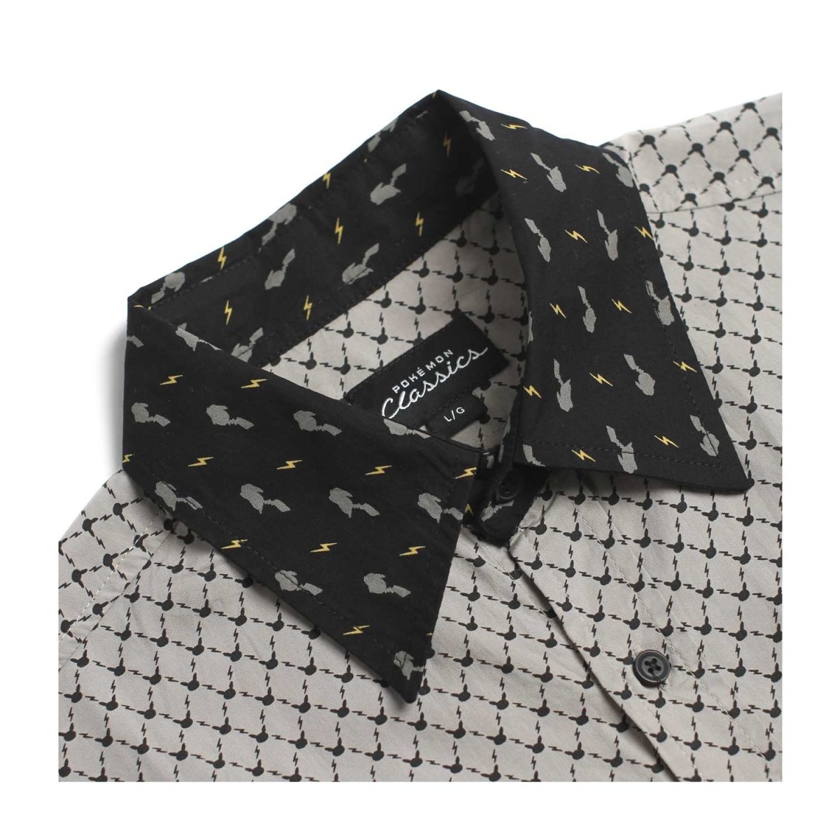 pikachu dress shirt Pikachu Classics Silhouette Gray Fitted Dress Shirt - Men