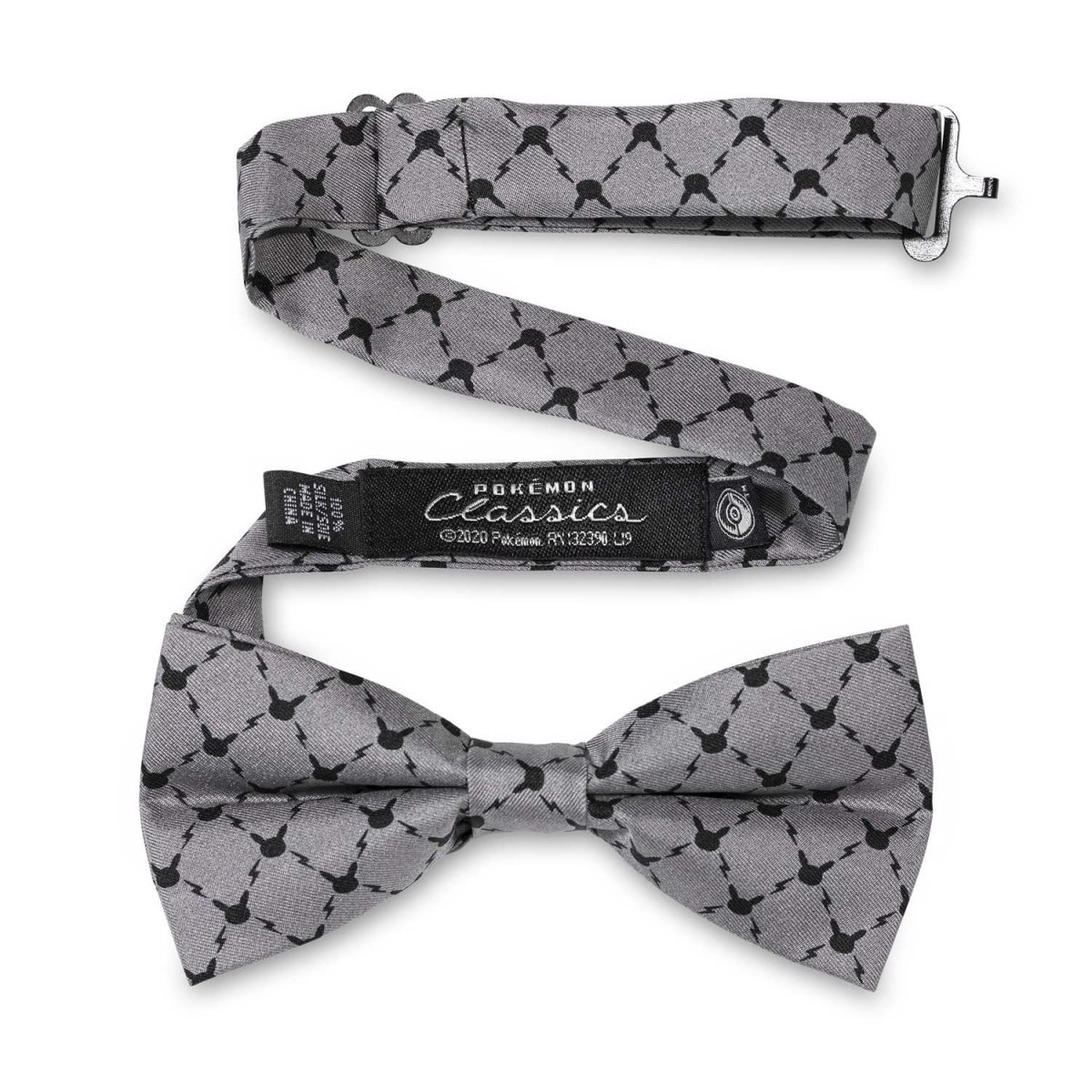 Pikachu Classics Silhouette Gray Silk Bow Tie (One Size-Adult
