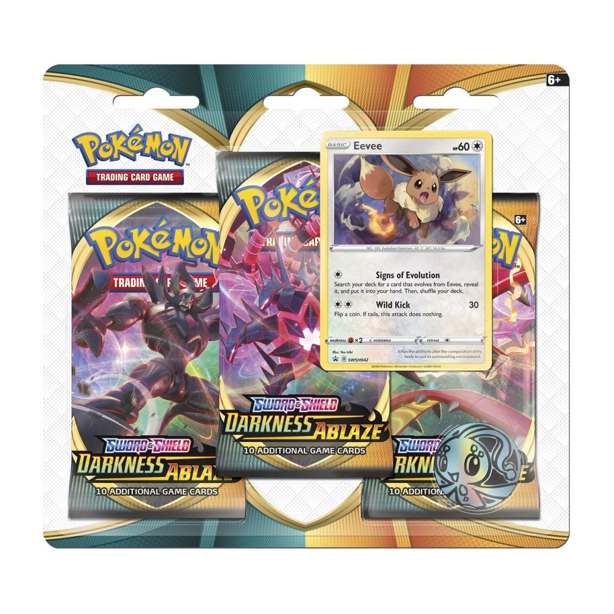 Pokémon TCG: Sword & Shield-Darkness Ablaze 3 Booster Packs, Coin