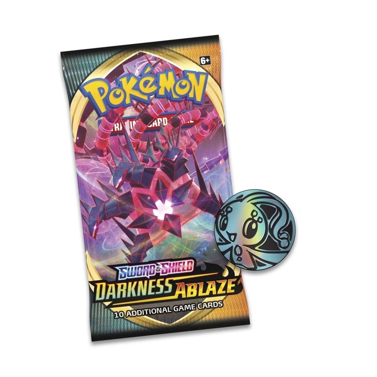 Pokémon TCG: Sword & Shield-Darkness Ablaze 3 Booster Packs, Coin