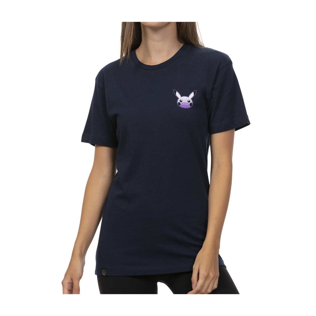 【COVERNAT】 Pokemon Balance Cool Cotton T-Shirt Navy Startled Pikachu Navy Relaxed Fit Crew Neck T-Shirt - Adult