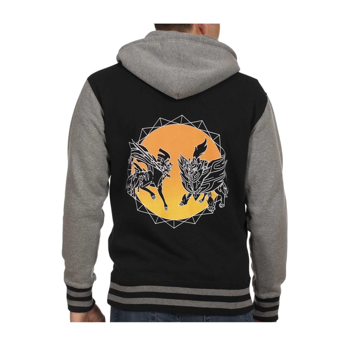 Zacian & Zamazenta Black & Gray Fleece Varsity Hoodie - Adult