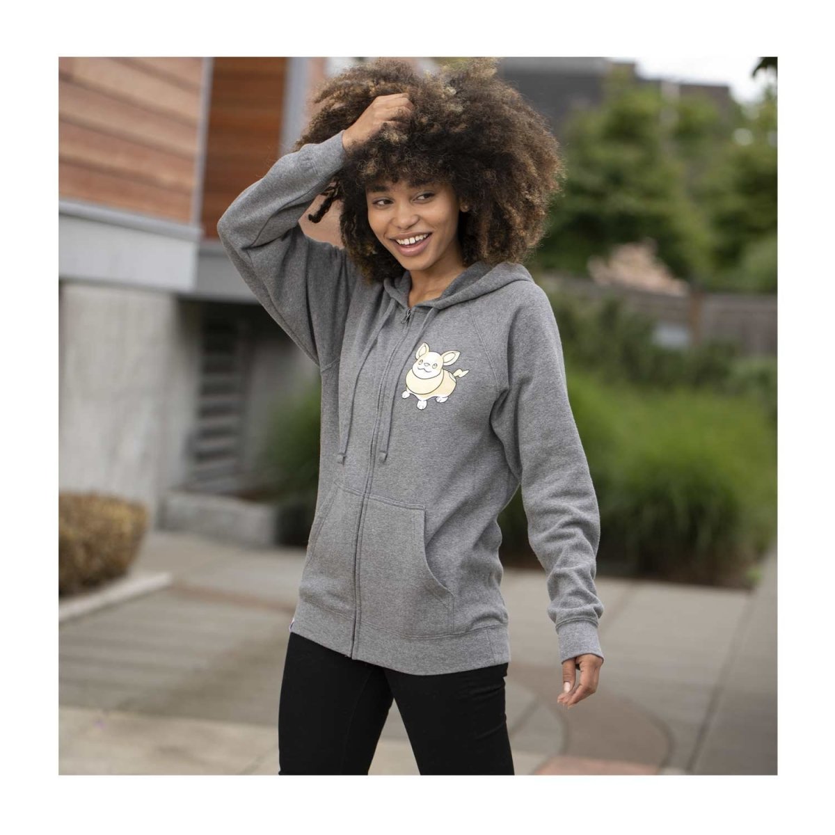 Yamper Gray Fitted Zip-Up Hoodie - Adult | Pokémon Center Official
