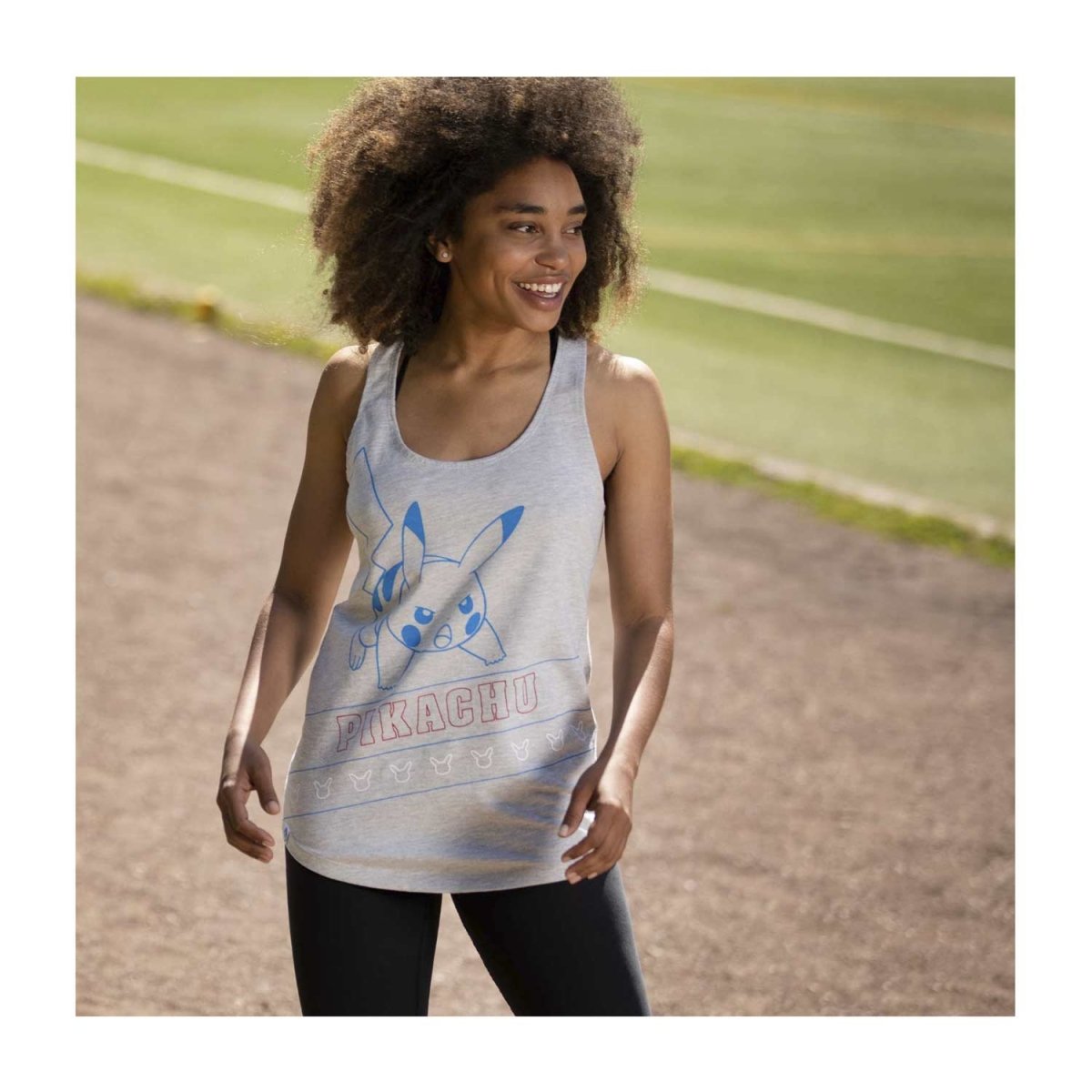 Pikachu Pokémon Sports Heather Gray Fitted Racerback Tank Top