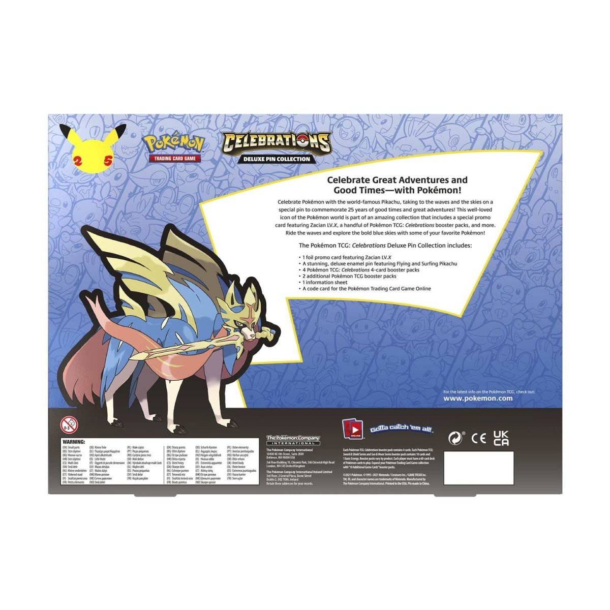 Amazon.com: Pokemon TCG: Celebrations Deluxe Pin Zacian LV.X