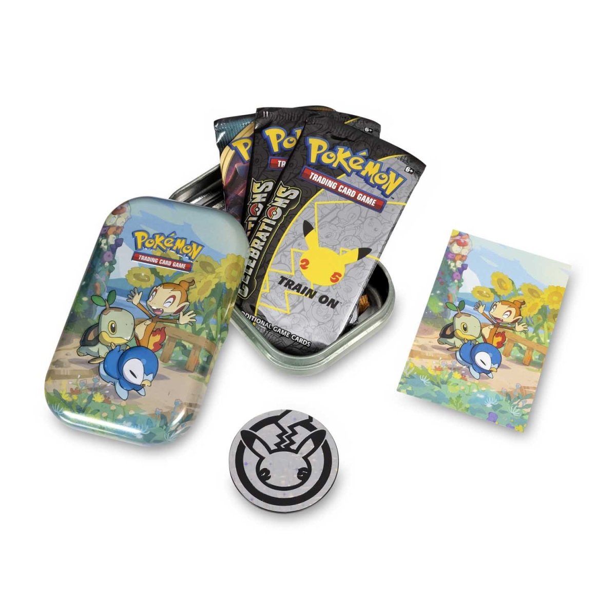 Pokémon TCG: Celebrations Mini Tin (Turtwig, Chimchar & Piplup