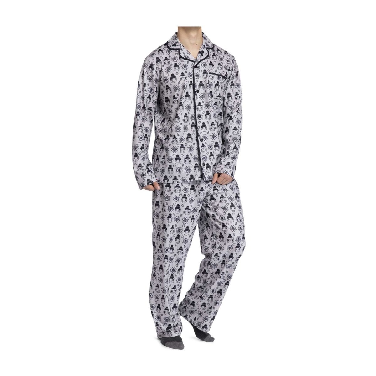 Kanto First Partner Holiday Flannel Button-Up Pajama Set - Men ...