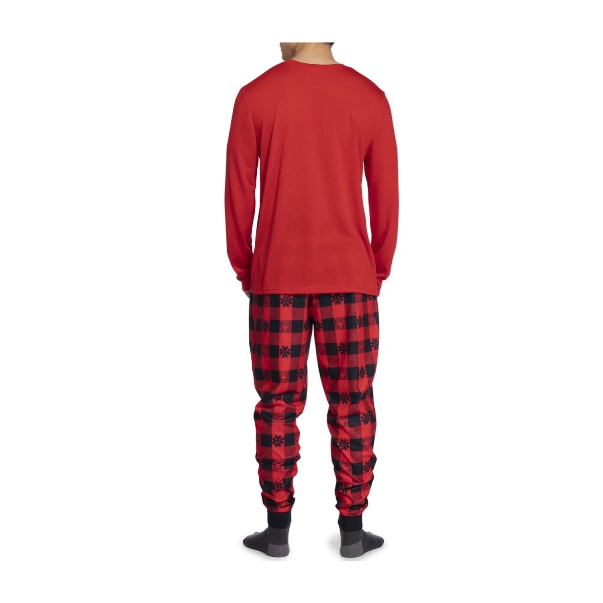 Pikachu Winter Plaid Jersey Long-Sleeve T-Shirt & Flannel Jogger Pants  Pajama Set - Men